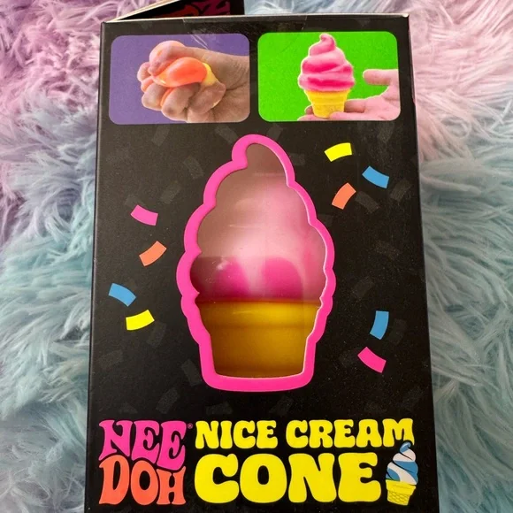 NEEDOH Nice Cream Cone Squishy Toy - Pink and Yellow - Picture 2 of 2